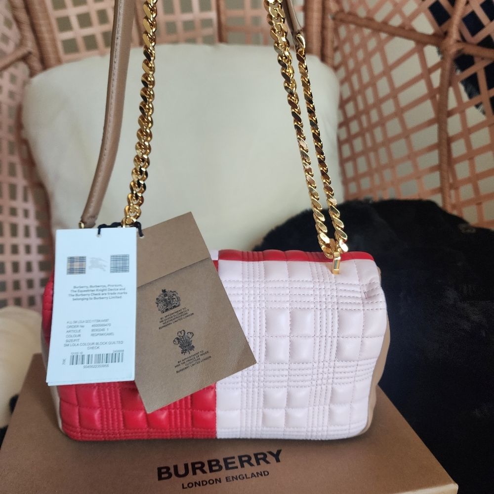 Authentic Burberry Tri Color Quilted Shoulder Bag Or Crossbody Bag